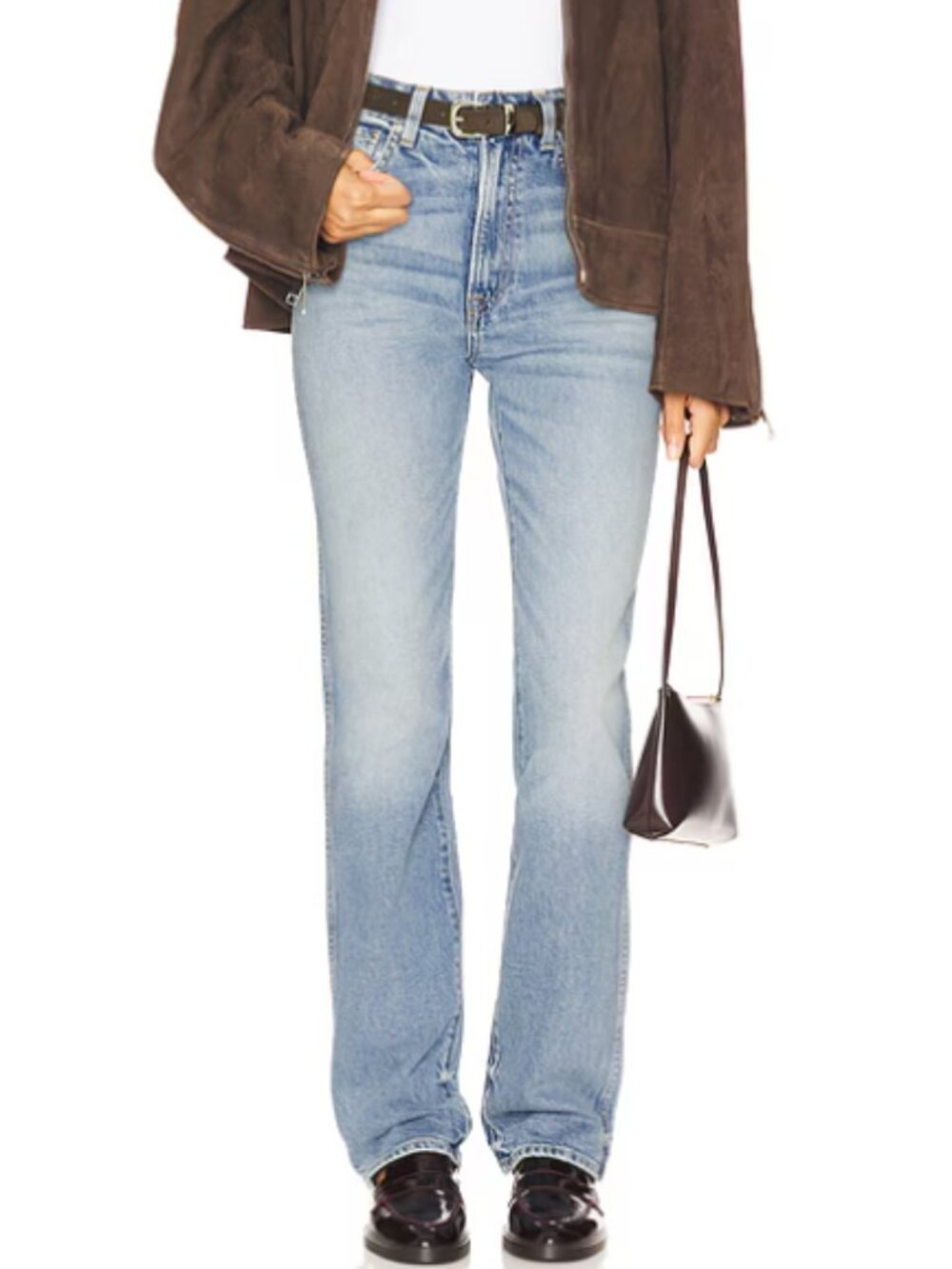 GRLFRND The Sara Super High Rise Slim Straight Color Beverly Blvd 23W